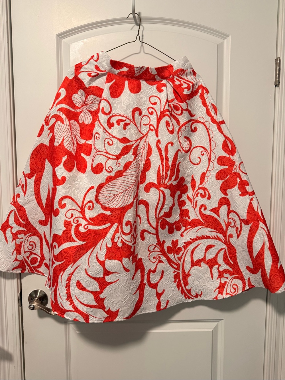 Chicwish Red and White Floral Midi Skirt
